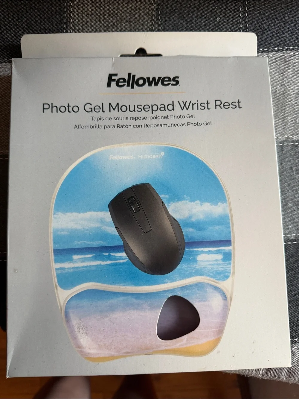 Photo Gel Mousepad Wrist Rest - Beach Design, Blue